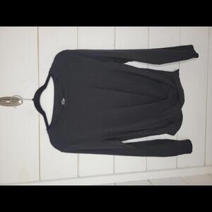 J Crew Essential Tee Large Black knot front long sleeve tee